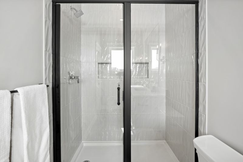 Glass Shower with Modern Tiles